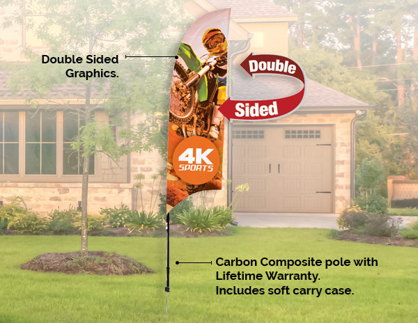 7' Streamline Razor Sail Sign Flag Kit Double-Sided with Spike Base