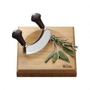 Moso Bamboo Mincing Board And Knife - Wood
