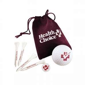 Custom Promotional Golf Items In Velour Bag W/ Tees & Marker