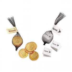 Custom Promotional Treasure Mesh Bag with Chocolate Coins