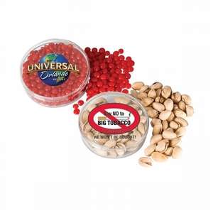 Custom Promotional Barrel Plastic Tubs, Full Color Imprint - Fill Type B