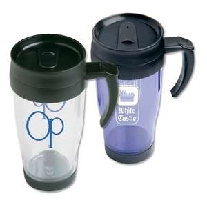 Custom Promotional Plastic Cafe Tumbler With Handle - 16 oz.
