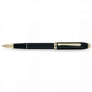 Cross Townsend Black Lacquer/23 Karat Gold Plated Fountain Pen