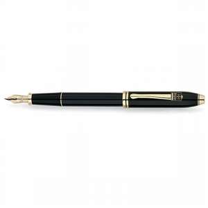 Cross Townsend Black Lacquer/23 Karat Gold Plated Fountain Pen