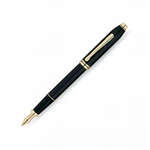 Imprinted Pens - Cross Townsend Black Lacquer/23 Karat Gold Plated Fountain Pen