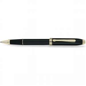 Cross Townsend Black Lacquer/23 Karat Gold Plated Selectip Rolling Ball Pen