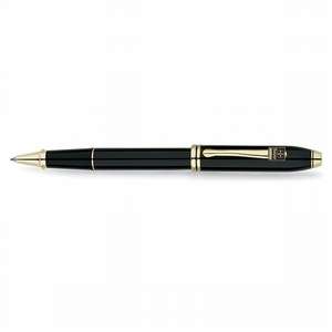Cross Townsend Black Lacquer/23 Karat Gold Plated Selectip Rolling Ball Pen