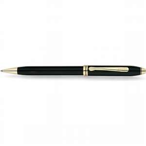 Cross Townsend Black Lacquer/23 Karat Gold Plated Ball-Point Pen 