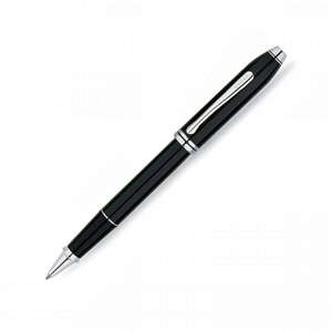 Custom Promotional Cross Townsend Black Lacquer/Rhodium Plated Selectip Rolling Ball Pen
