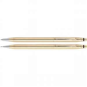 Custom Promotional Cross Classic Century 18 Karat Gold Ball-Point Pen/0.5mm Pencil Set