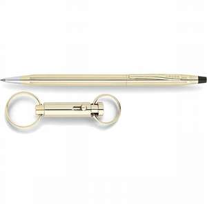 Custom Promotional Cross Classic Century 10 Karat Gold Filled/Rolled Gold Ball-Point Pen and Key Ring Gift Set