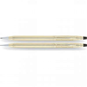 Custom Promotional Cross Classic Century 10 Karat Gold Filled/Rolled Gold Ball-Point Pen/0.5mm Pencil Set