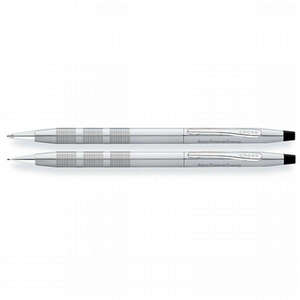 Custom Promotional Cross Classic Century Satin Chrome Ball-Point Pen and 0.5mm Pencil Set