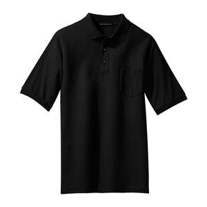 Port Authority - Silk Touch Pique Knit Sport Shirt w Pocket Black