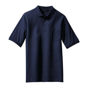 Port Authority - Silk Touch Pique Knit Sport Shirt w Pocket Blue, Navy
