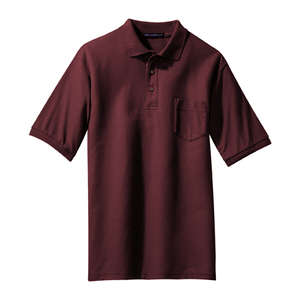 Port Authority - Silk Touch Pique Knit Sport Shirt w Pocket Burgundy