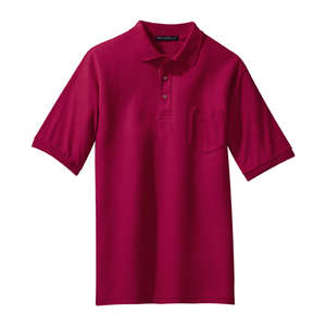 Port Authority - Silk Touch Pique Knit Sport Shirt w Pocket Red