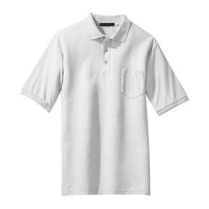 Port Authority - Silk Touch Pique Knit Sport Shirt w Pocket White