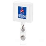 Imprinted Badge Reels - Large Square Badge Holder