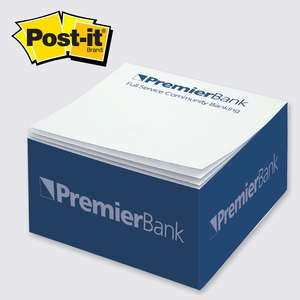Custom Promotional Post-it(R) Custom Printed Notes Half Cube 2-3/4"W x 1-3/8"H x 2-3/4"D - White Paper, Spot Color