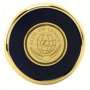 Round Brass Coaster Weight Coasters with Round Gold Medallion (QC)