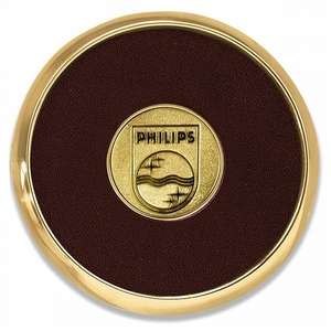 Round Brass Coaster Weight Coasters with Round Gold Medallion (QC)
