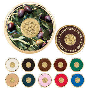 Custom Promotional Round Brass Coaster Weight Coasters with Round Gold Medallion (QC)