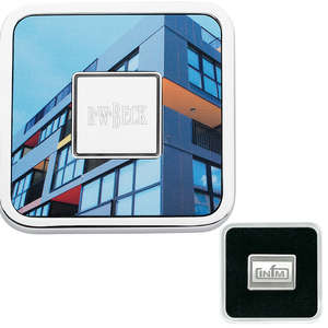 Custom Promotional Zinc Square Coaster Weight Coasters with Custom Silver Medallion (RQC)