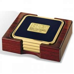 Custom Promotional Dymondwood Four Square Coaster Tray