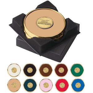 Custom Promotional Two Coasters in Deluxe Black Flocked Gift Box