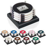 Logo Coasters - Four-Coaster Black Glass Tray