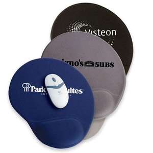 Custom Promotional Oval Lycra Mouse Pad with Gel Wrist Rest - 1/4" Thick