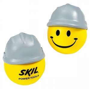 Custom Promotional Happy Face with Hard Hat Stress Ball