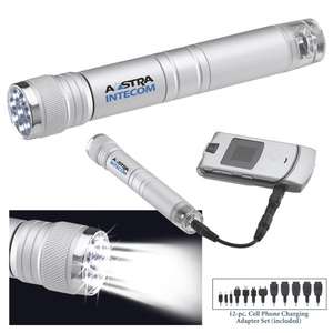 Custom Promotional The Erie Flashlight/Cell Phone Charger - Silver
