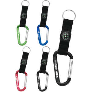 Custom Promotional Carabiner Key Tag with Compass