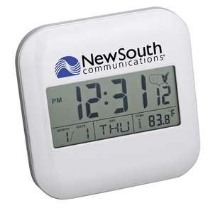 Custom Promotional Radio Frequency Digital Clock - White