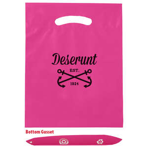 Custom Promotional Biodegradable Fold Over Die Cut Bag - 9"W x 12"H x 3" Gusset