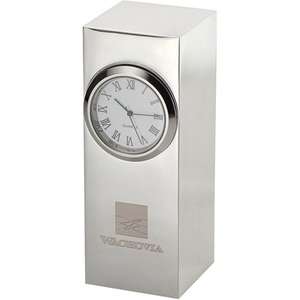 Custom Promotional Radiance Silver Plated Column Clock