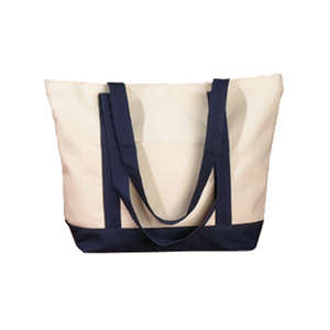 BAGedge Canvas Boat Tote Bag Natural/Blue, Navy