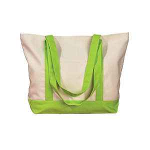 BAGedge Canvas Boat Tote Bag Natural/Green, Lime