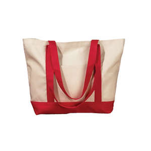 BAGedge Canvas Boat Tote Bag Natural/Red