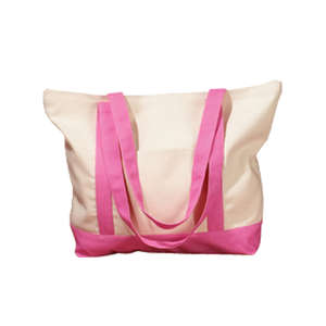 BAGedge Canvas Boat Tote Bag Natural/Pink