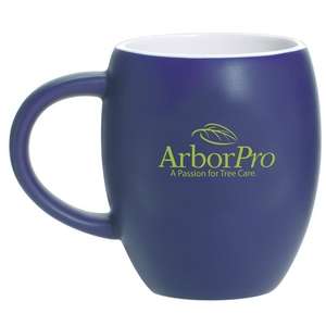 Custom Promotional 16 oz Pot Belly Ceramic Mug - Matte Blue
