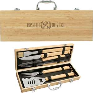 Custom Promotional 5 Piece Bamboo BBQ Set