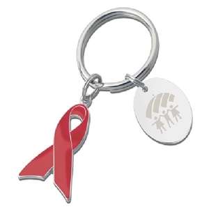 Custom Promotional Red Awareness Ribbon Keyholder