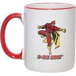 Wholesale Coffee Mugs - 11 oz. White C-Handle Mug with Red Handle and Halo
