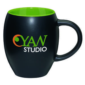 Custom Promotional Matte Barrel Ceramic Mug with Color Interior - 16 oz.