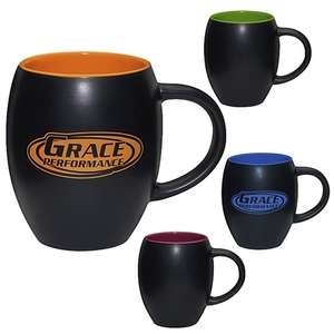 Matte Barrel Ceramic Mug with Color Interior - 16 oz. 