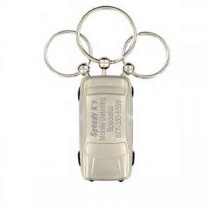 Custom Promotional Miniature Car Keychain with Illuminating Headlights.