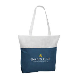 Custom Promotional PolyPro Two-Tone Zippered Tote Bag